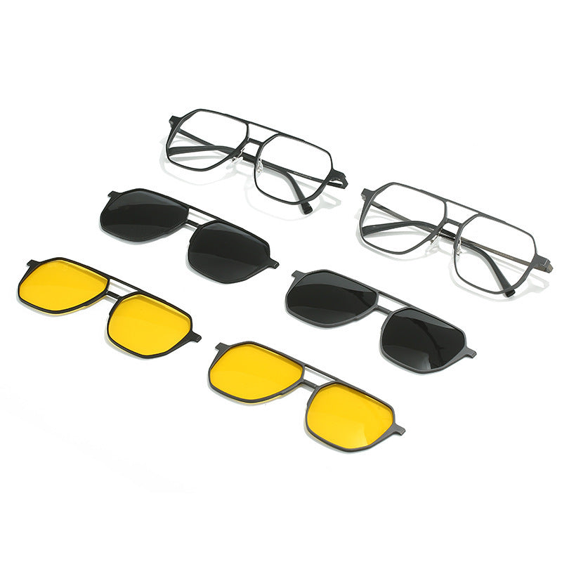 Driving Men's Three-in-one Magnetic Aluminum Magnesium Glasses
