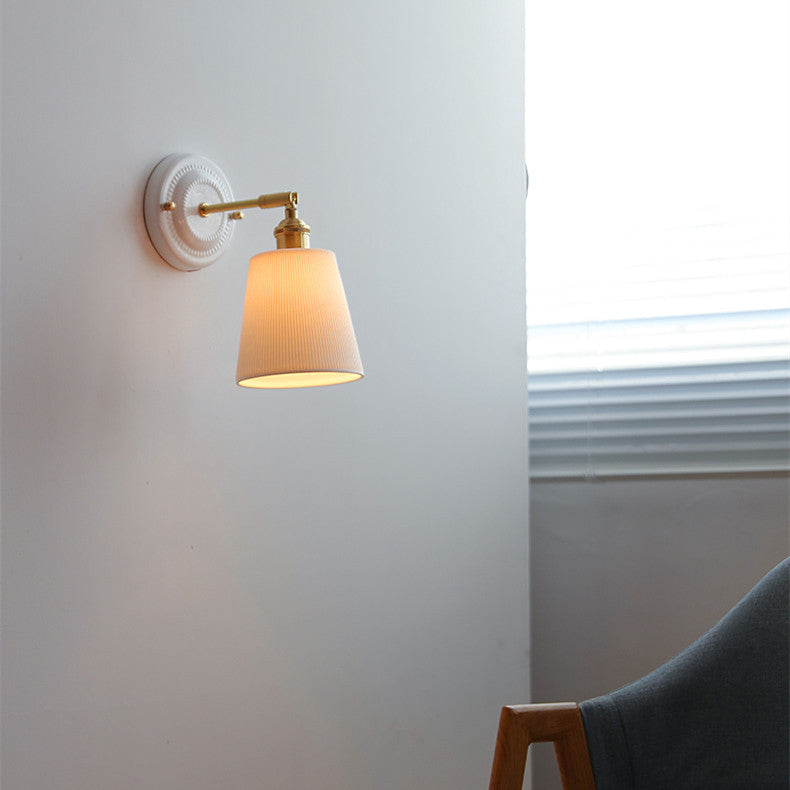Ceramic Nordic Bedroom Bedside Full Copper Wall Lamp