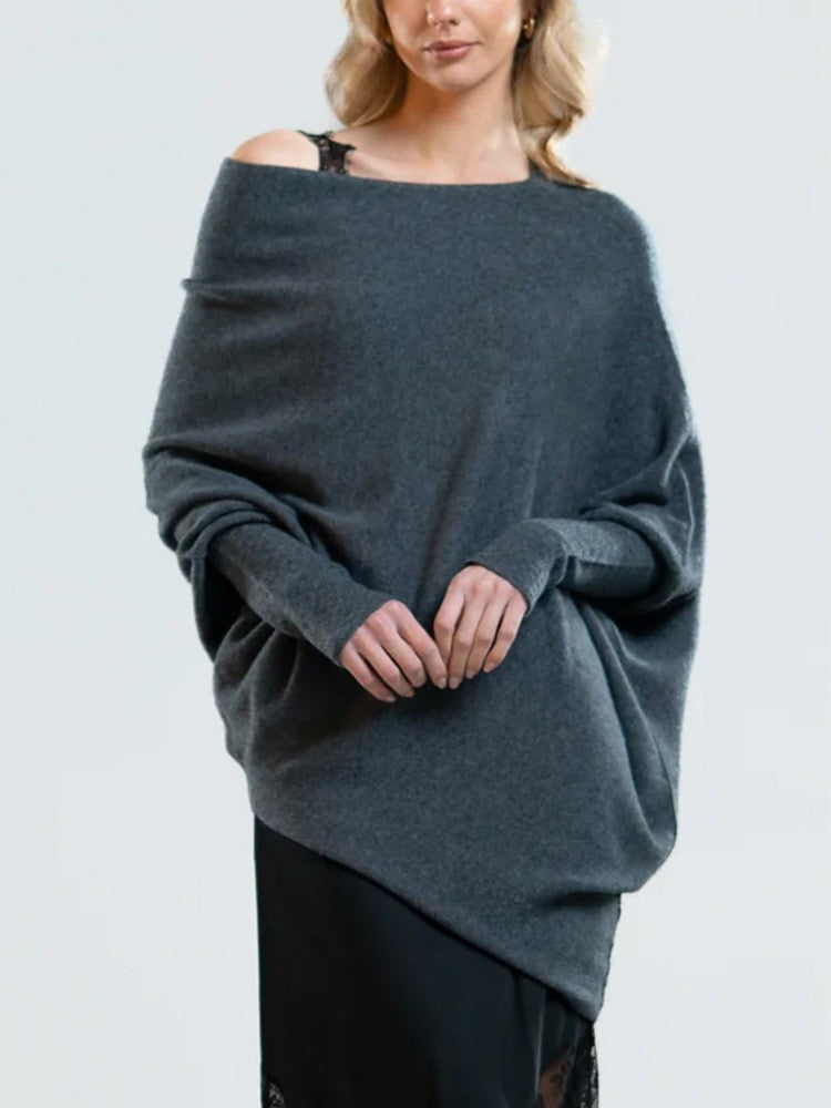 Solid Color Round-neck Comfortable Temperament Knitted Sweater