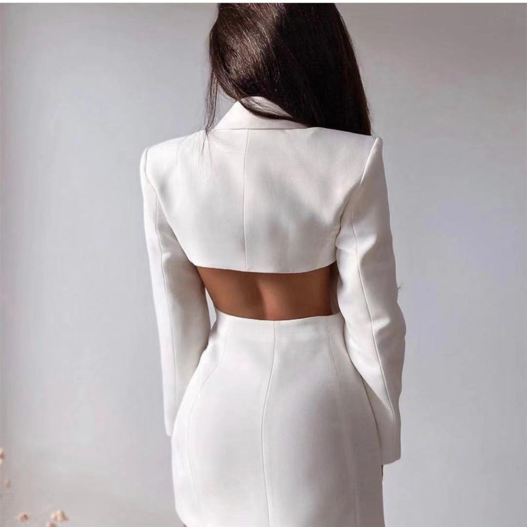 Commuter Backless Double Breasted Suit Skirt Wish