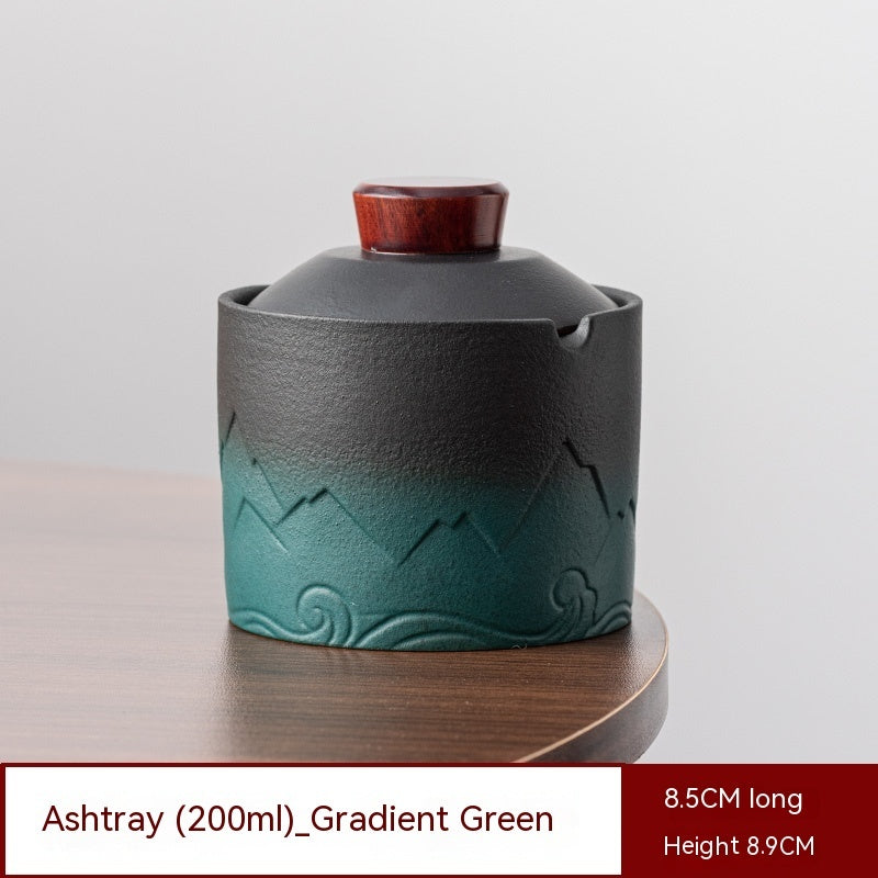Household Prevent Fly Ash Ceramic Ashtray With Lid