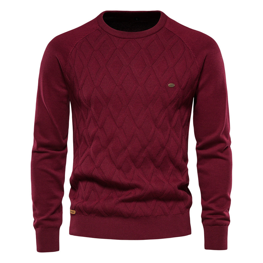 New Cotton Men's Sweater Pullover Solid Color