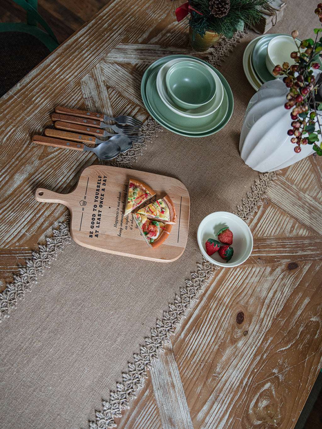 Festival Natural Jute Woven Tassels Party Decorative American Table Runner