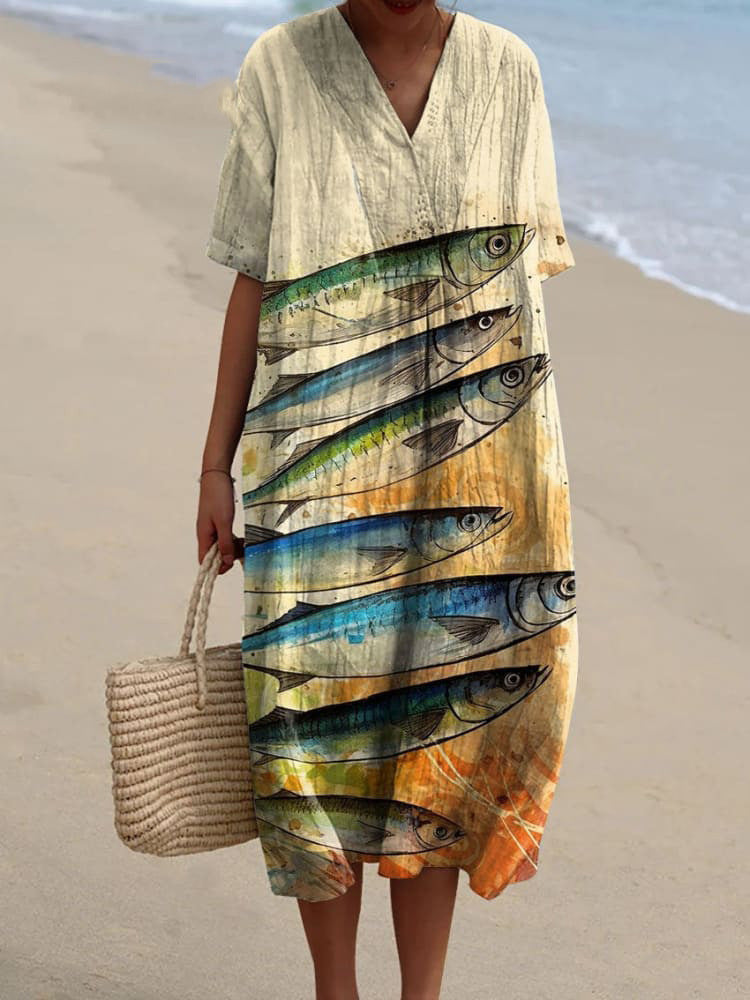 Women's Casual Marine 3D Printed Sleeve Skirt