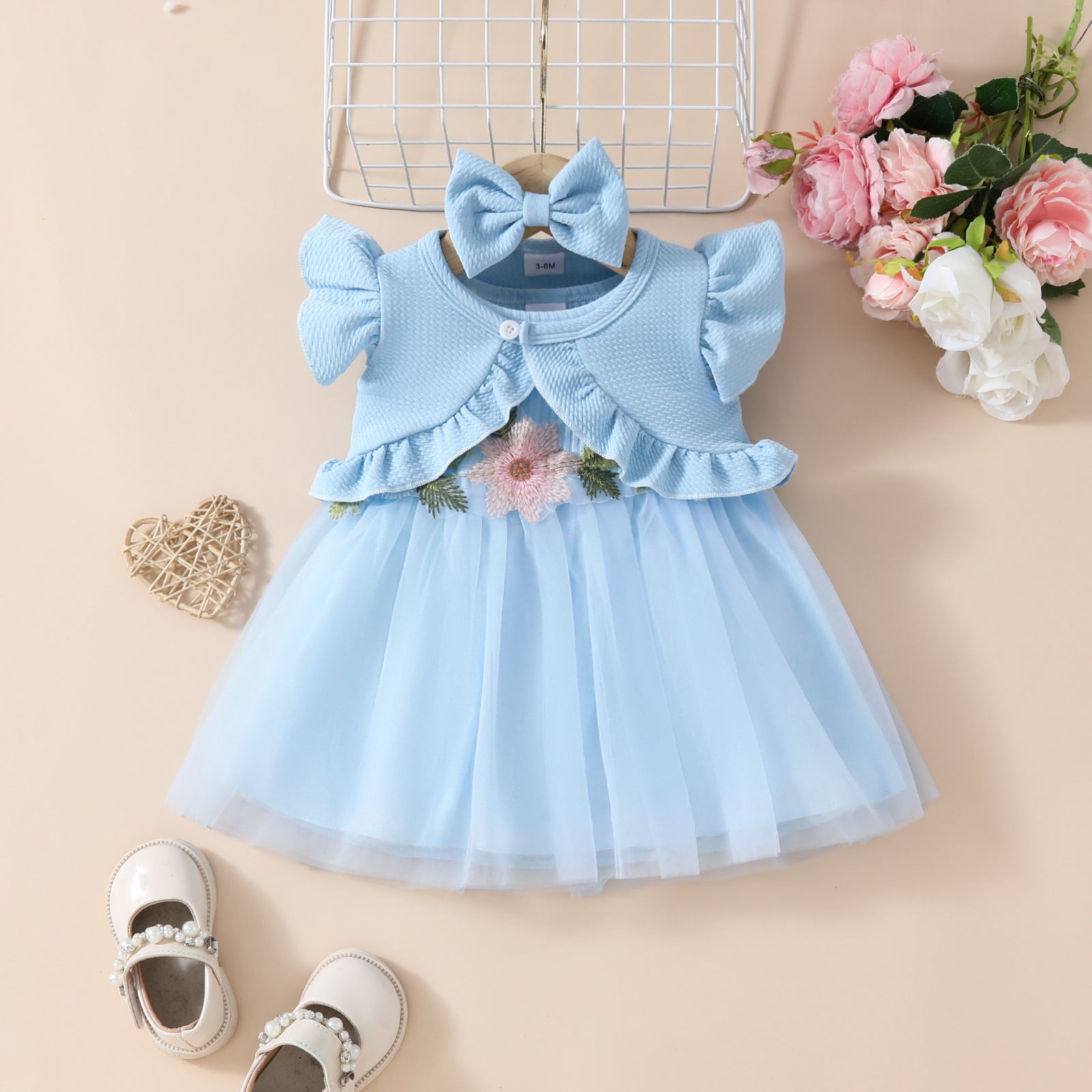 Girls' Sleeveless Short Top Mesh Dress