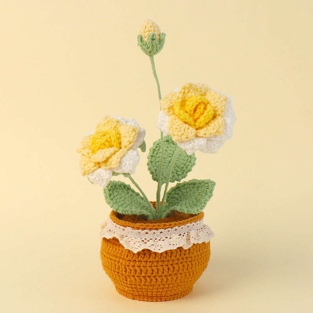 Finished Handmade Wool Woven Home Decoration Tulip Potted Plant