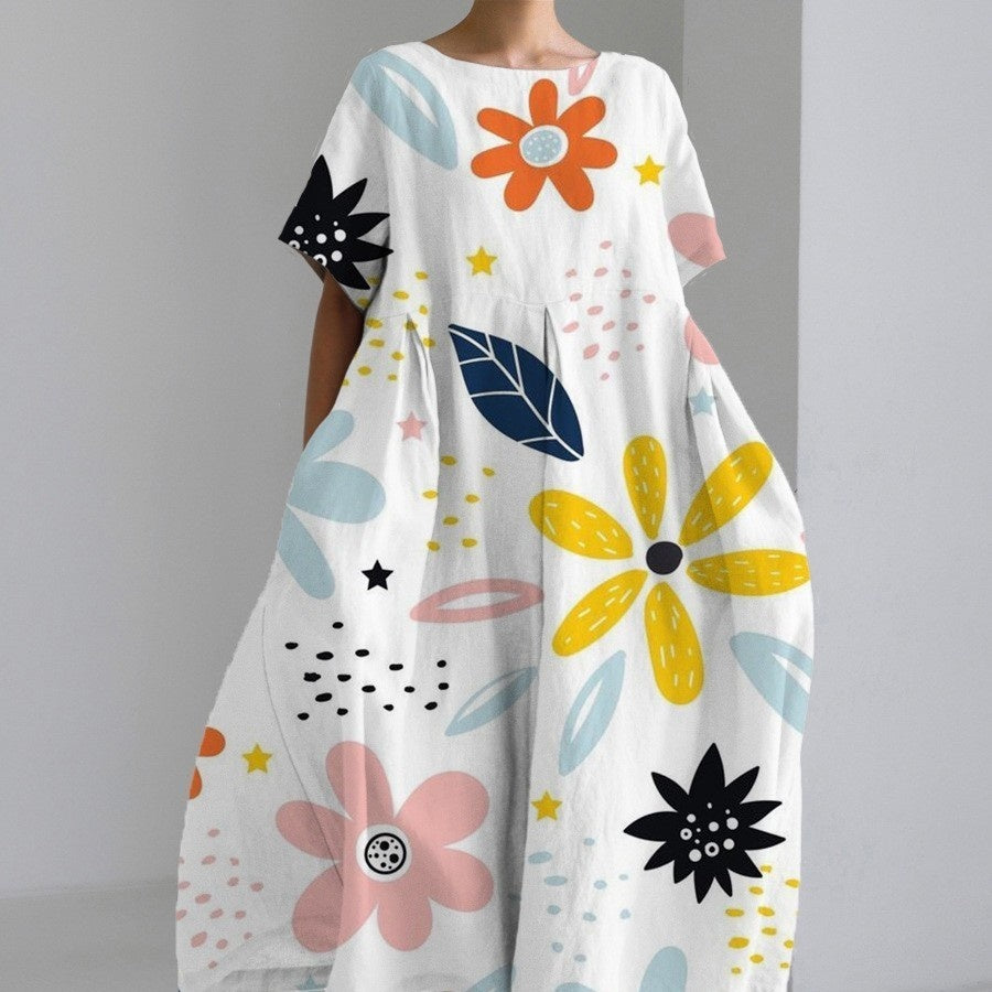 Women's 3D Printed Cotton-like Casual Fashion Dress