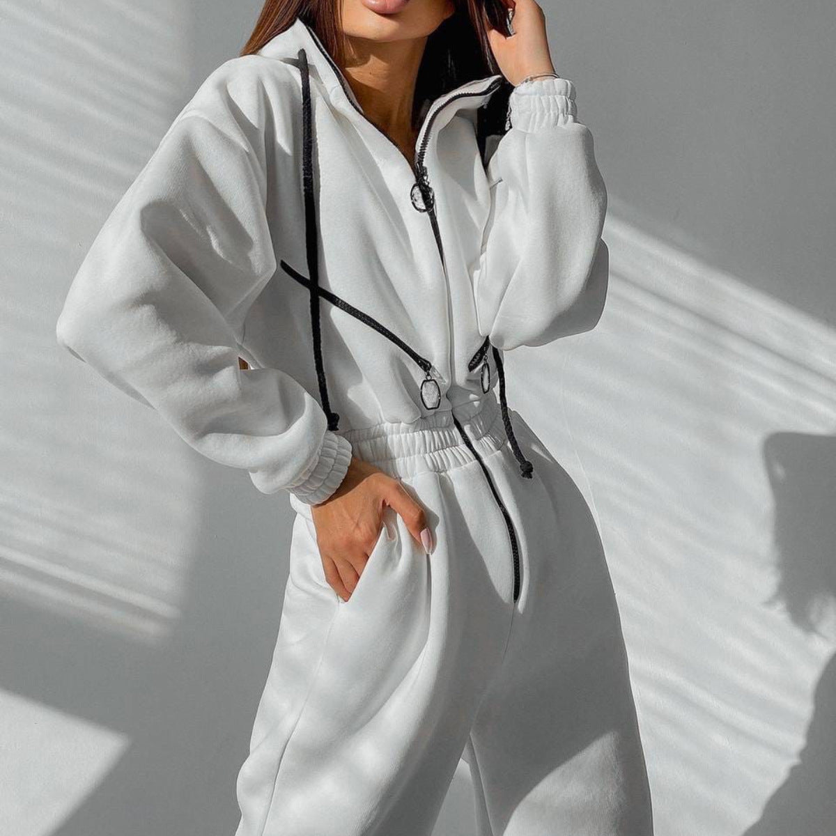 Sports And Casual Women's Hooded Jumpsuit