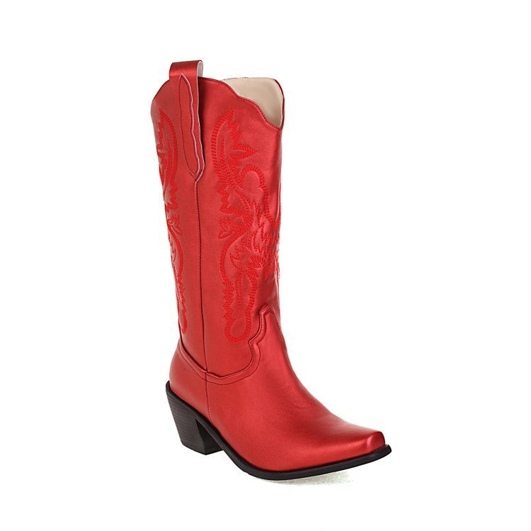 Embroidered Cowboy Western Boots Ladies Mid-Cut