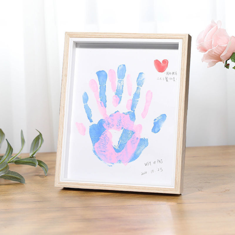 DIY Colorful Graffiti Couple Hand Print Photo Frame