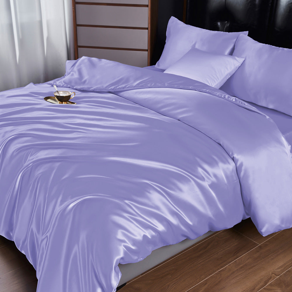 Pure Color Satin Silk-like Four-piece Set