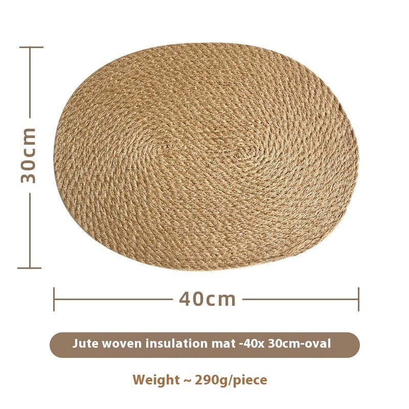 Coarse Jute Heat Proof Mat Half-handmade Woven Placemat Flax Anti-scald Placemat