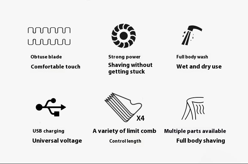 Men's Shaver USB Charging Fully Washable Shaver Leg Hair Facial Electric Shaver
