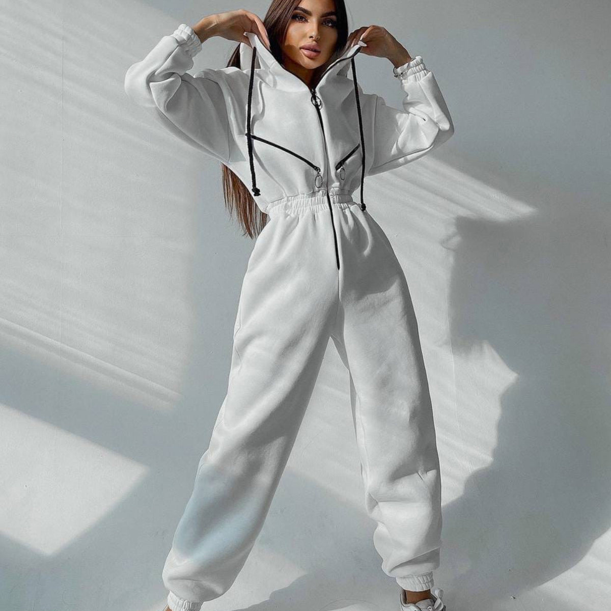 Sports And Casual Women's Hooded Jumpsuit