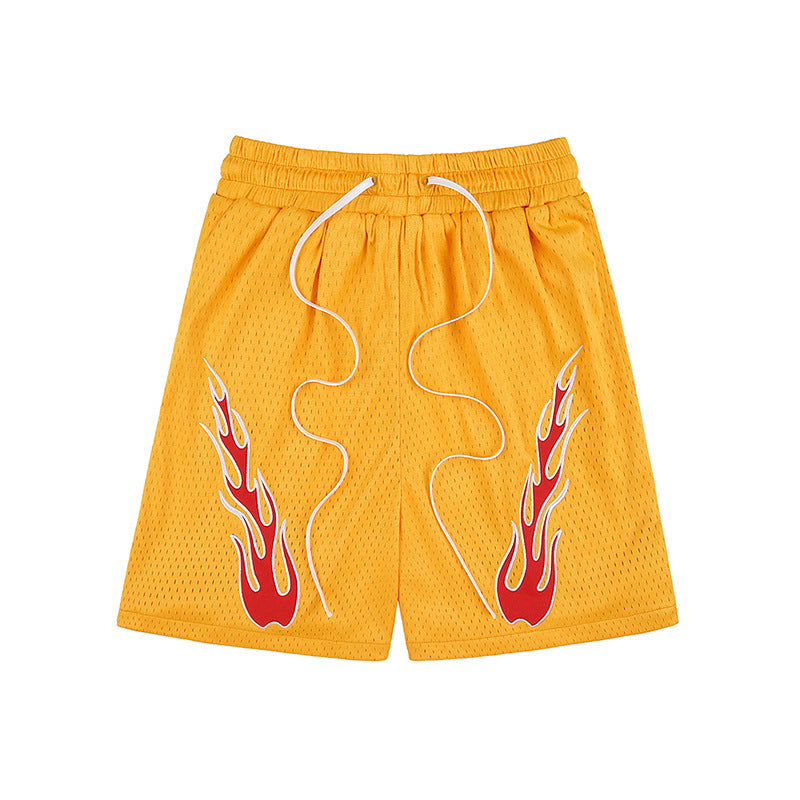 Men's New American Embroidered Flame Casual Shorts