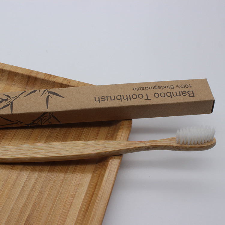 Hotel Homestay Log Brush Bamboo Carbon Hair Bristle Non-disposable Toothbrush
