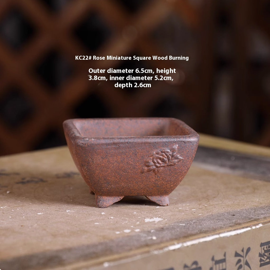 Purple Sand Flower Pot Handmade Miniature Desktop Pot