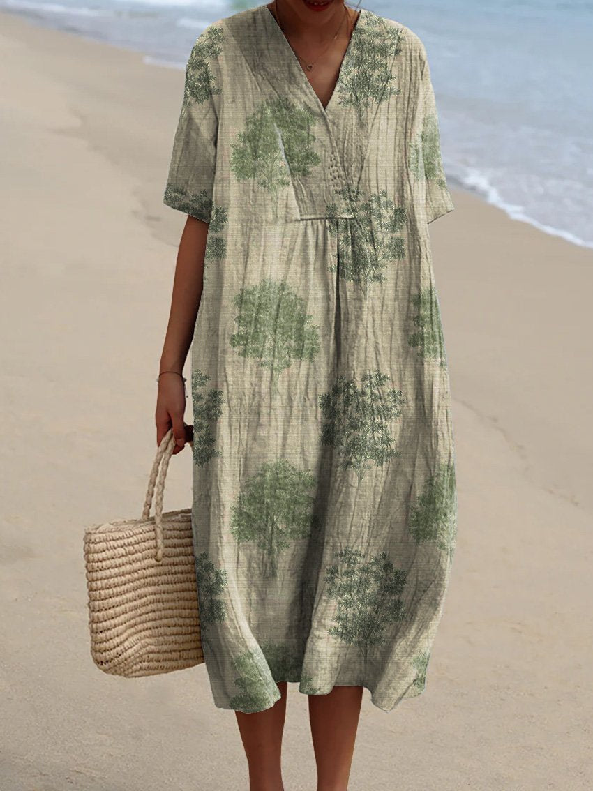 Women's Casual Floral 3D Printed Sleeve Length Skirt Shirt Dress