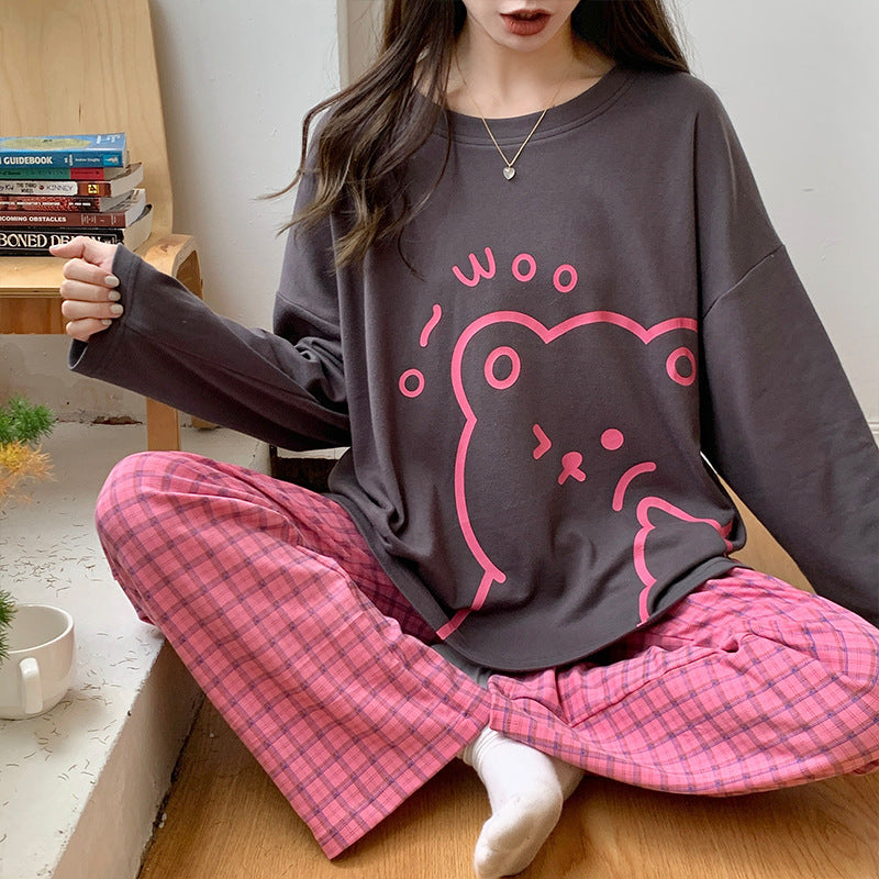 Women's Fashion Casual Printing Long-sleeved Trousers Homewear Suit