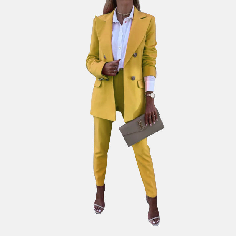 Two Piece Suit With Solid Color Temperament
