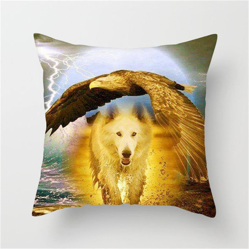 Home Decoration Without Pillow Core 3D Fluorescent Wolf Polyester Pillowcase