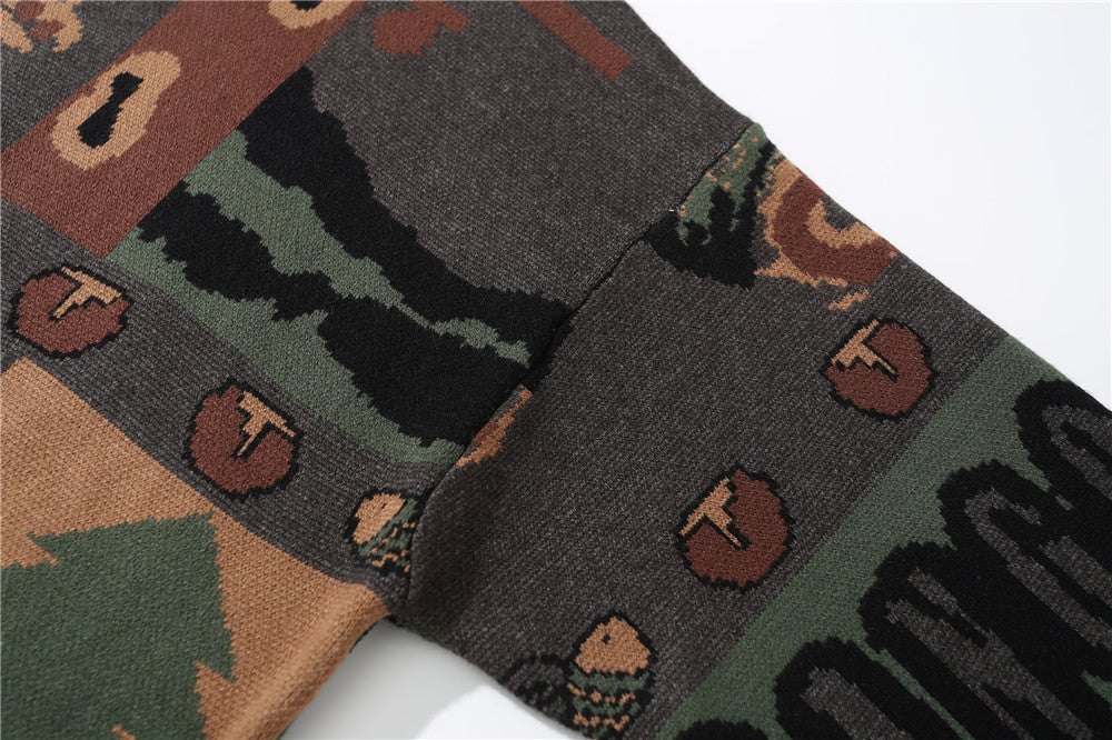 European And American Style Vintage Jacquard Knitted Sweater