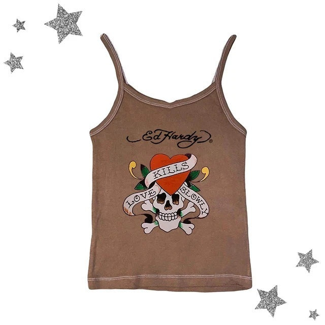 Short Print T-shirt Women's Retro Europe And America Top