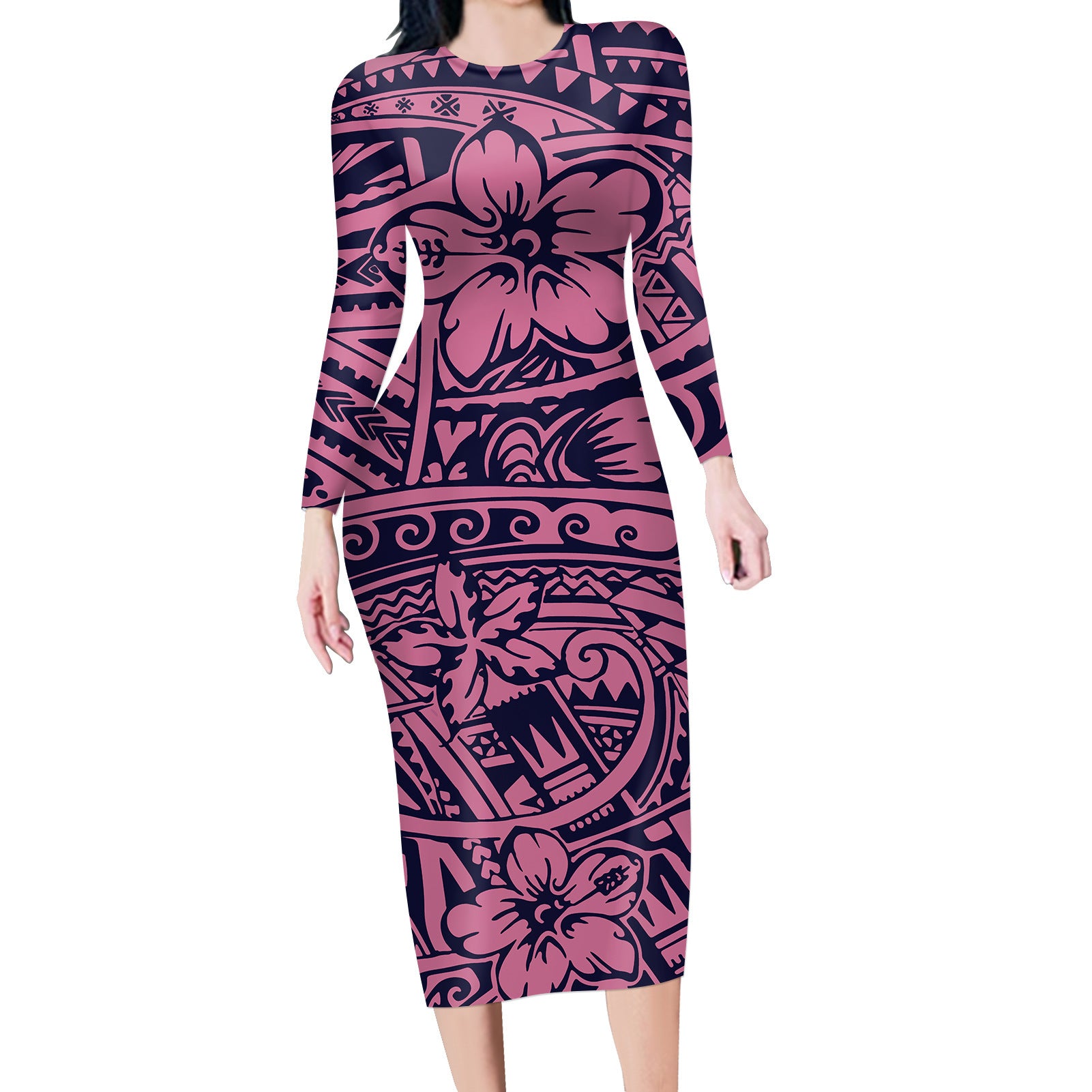 Polynesian Temperament Women's Long Sleeve Dress