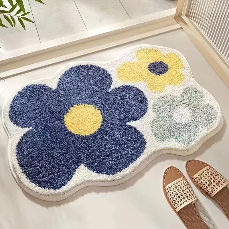 Cashmere-like Floor Mat Cross-border Flower Home Bathroom Non-slip Floor Mat