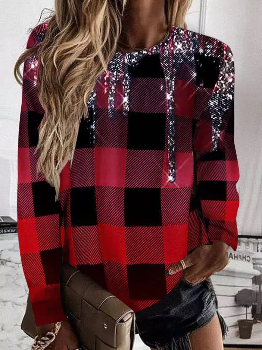 3D Printed Loose Round Neck Fashion Women's Sweater