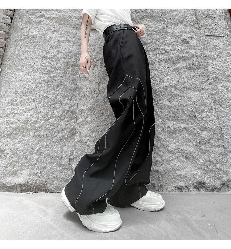 Autumn Solid Color Different Color Stitching Pattern Loose Men's Casual Trousers