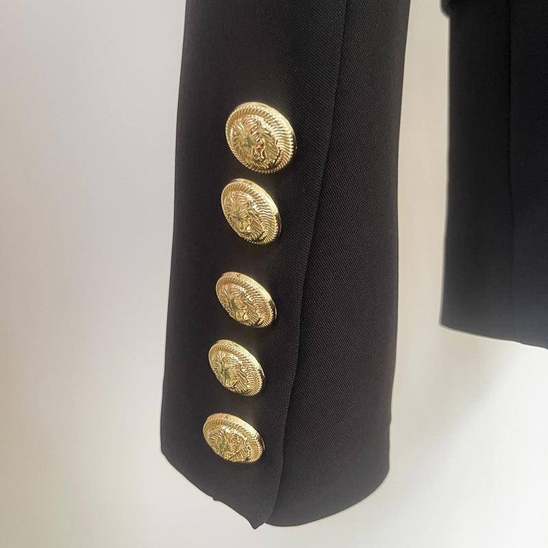 Ladies Jacket Lion Head Metal Buckle Double-breasted