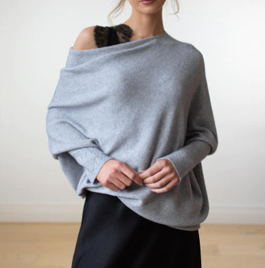 Solid Color Round-neck Comfortable Temperament Knitted Sweater