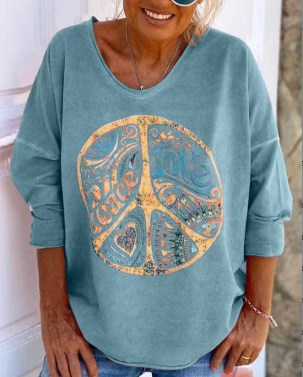 European And American Autumn Winter Round Neck Loose Long Sleeves Sweater