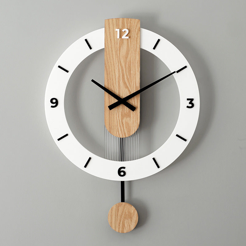 Simple Wall Clock Nordic Modern Solid Wood Mute Swing