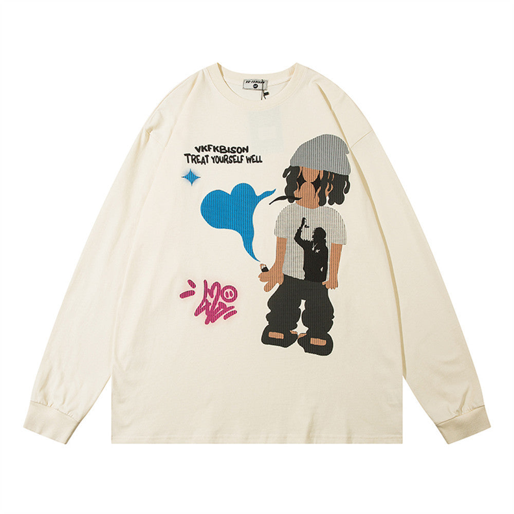 Men's Cotton Casual Round Neck Cartoon Anime Print T-shirt