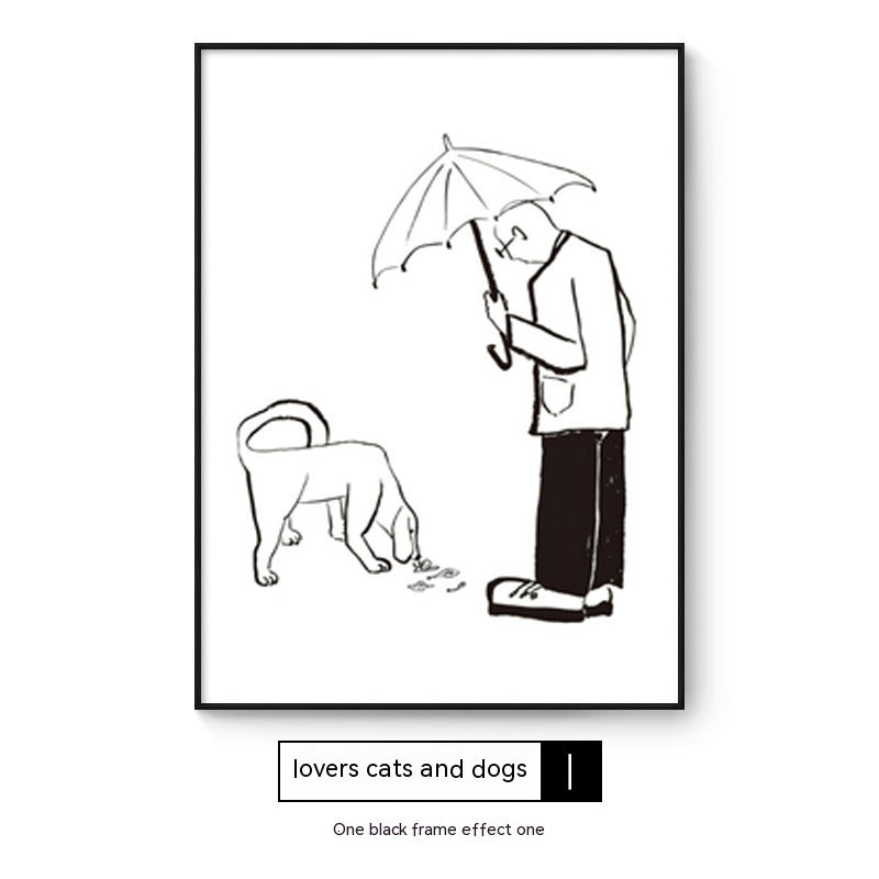 Cat And Dog Abstract Style Decorative Painting Interesting Art Style