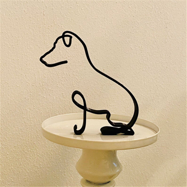 Simple Metal Dog Art Sculptured Ornaments Home Decoration