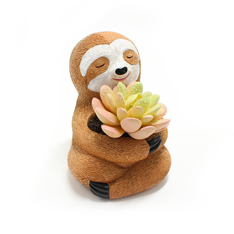 Hug Sloth Flower Pot Resin Craft Landscape Furnishing Articles Balcony Garden Planting Decorations