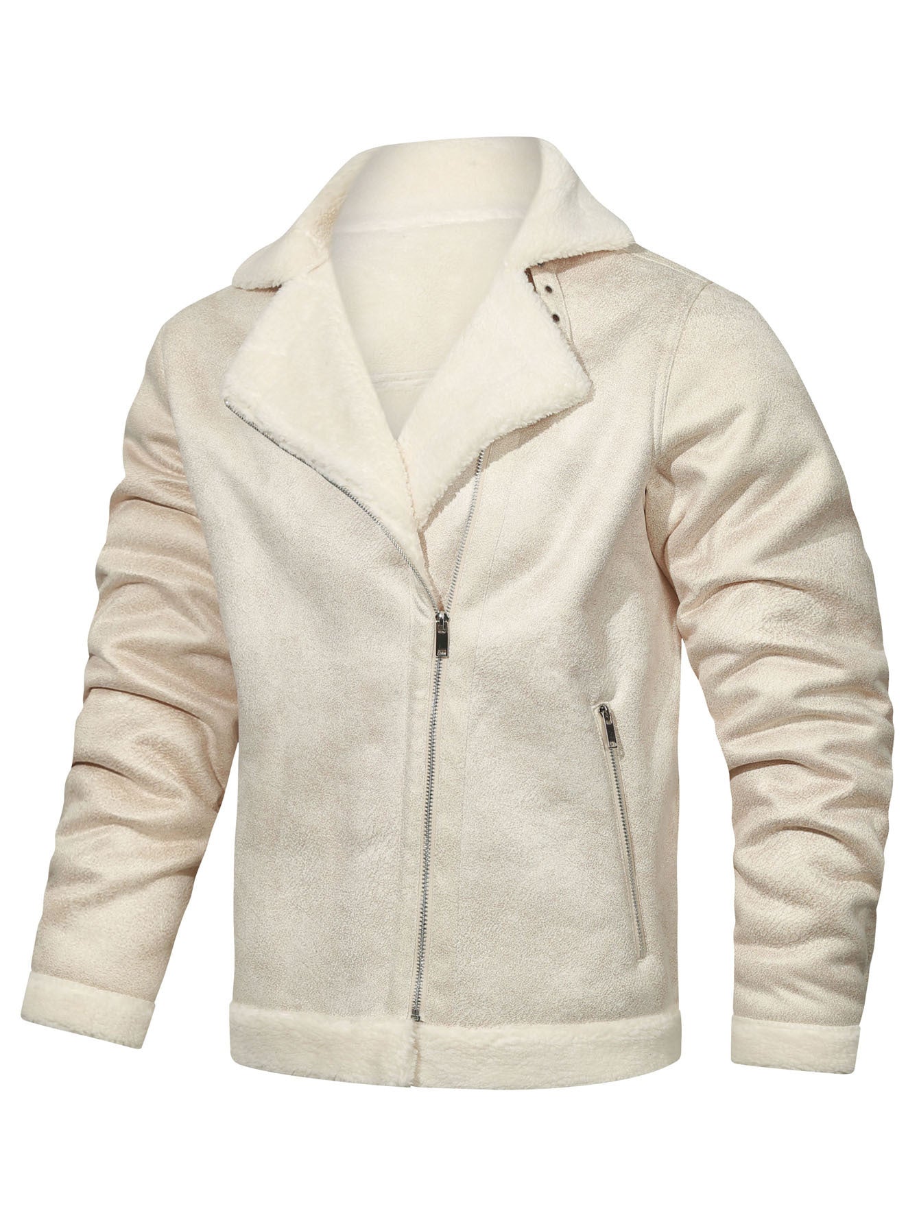 Winter lapel leather jacket plus velvet thick casual