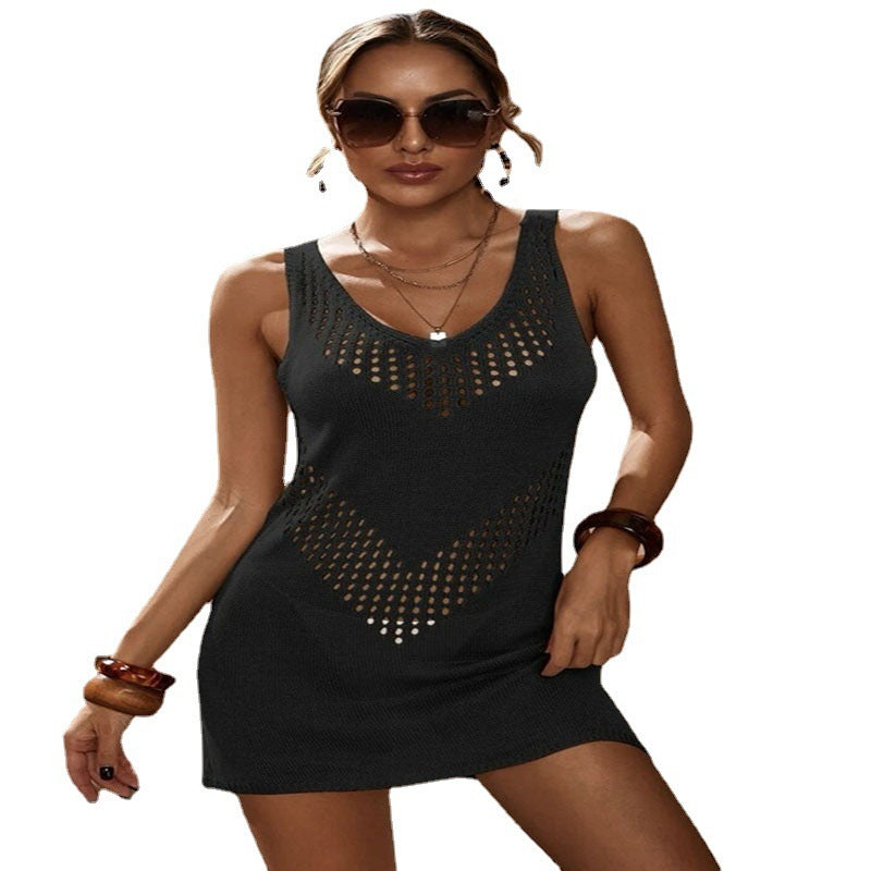 European And American V-neck Beach Knitting Bikini Swimsuit