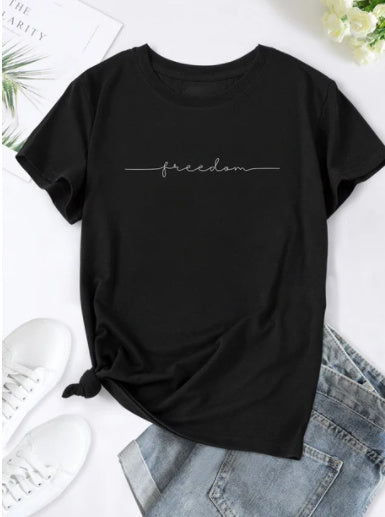 European And American Digital Printing Casual Round Neck T-shirt