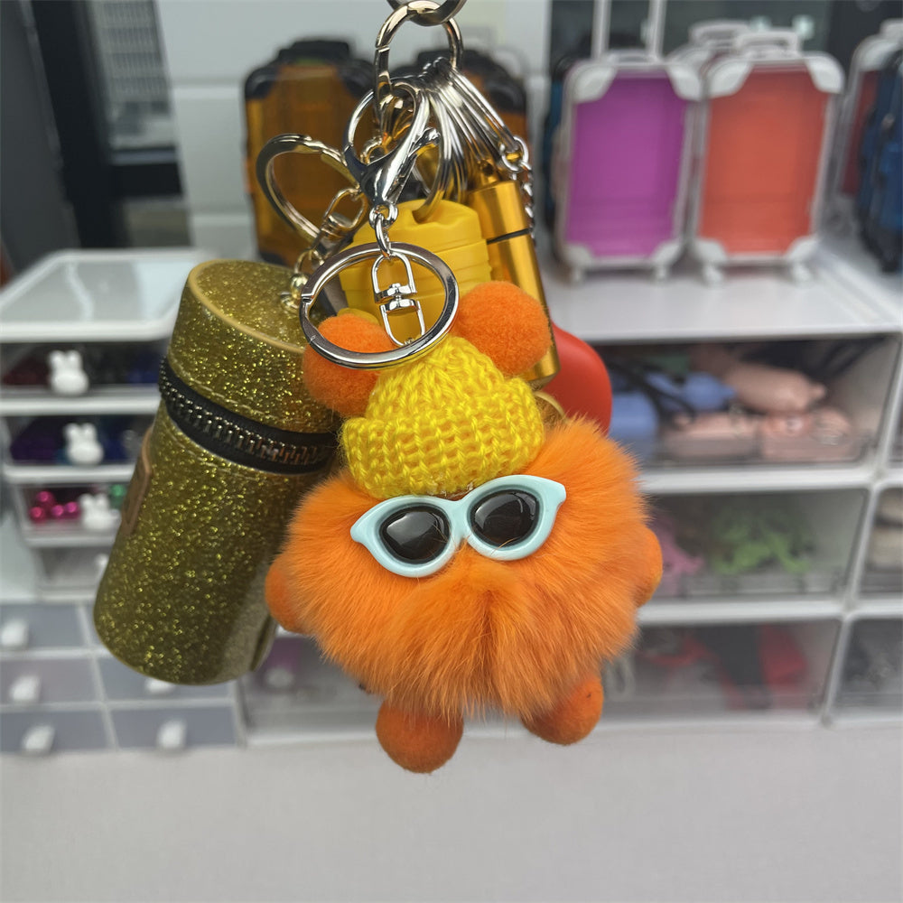 Hair Ball Lipstick Bag Bracelet Bracelet Key Chain Set