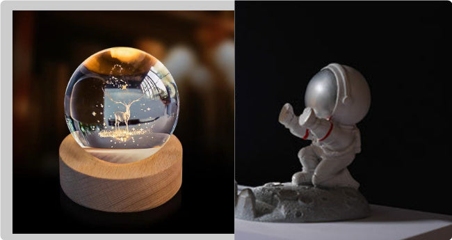 3D Crystal Ball Night Light Solar System Cosmic Theme LED Decoration Light Wooden Base Astronomy Nightlights Birthday Gift