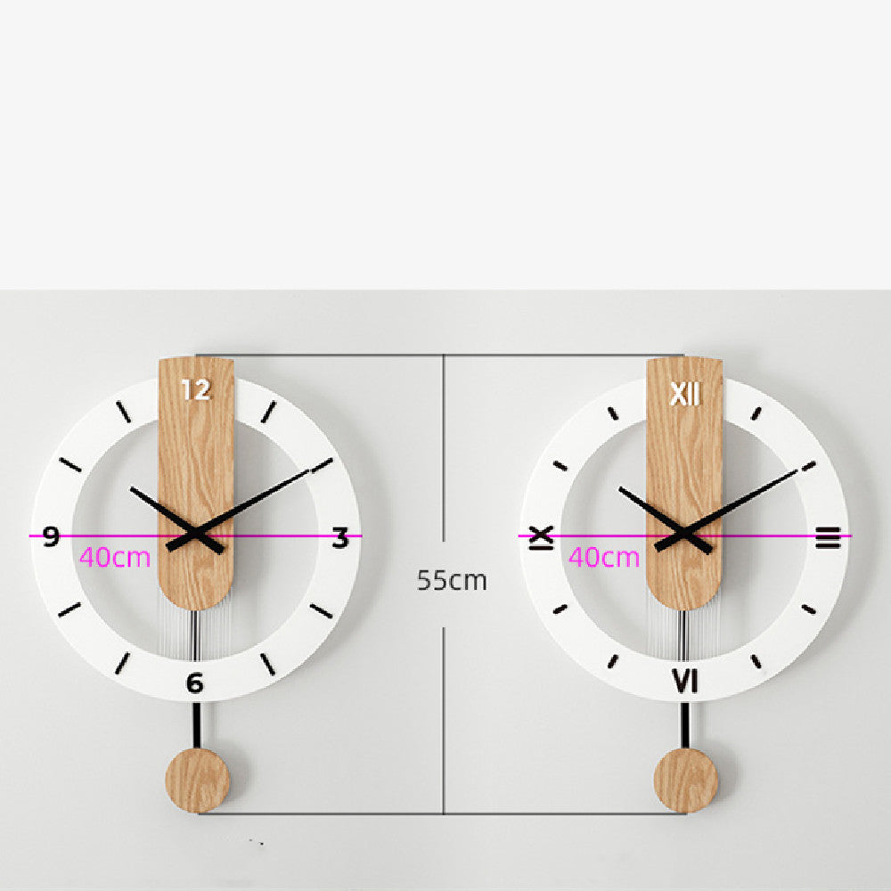 Simple Wall Clock Nordic Modern Solid Wood Mute Swing
