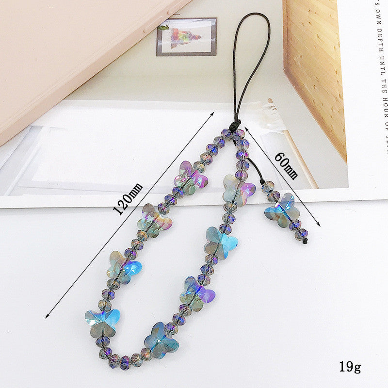 DIY Beaded Stone Gem Butterfly Mobile Phone Chain