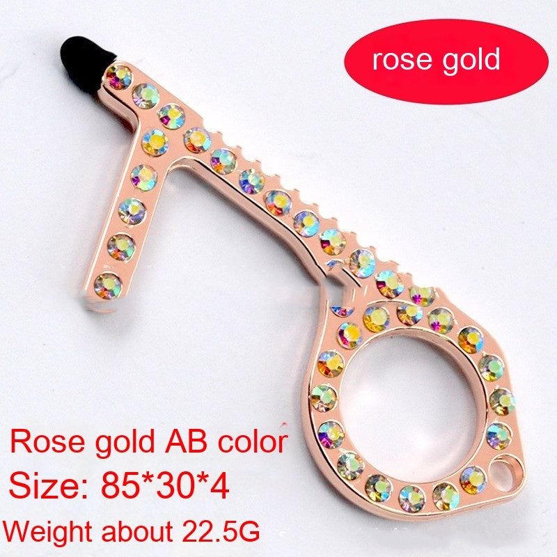 Diamond Touch-free Door Opener Touchscreen Stylus Keychain