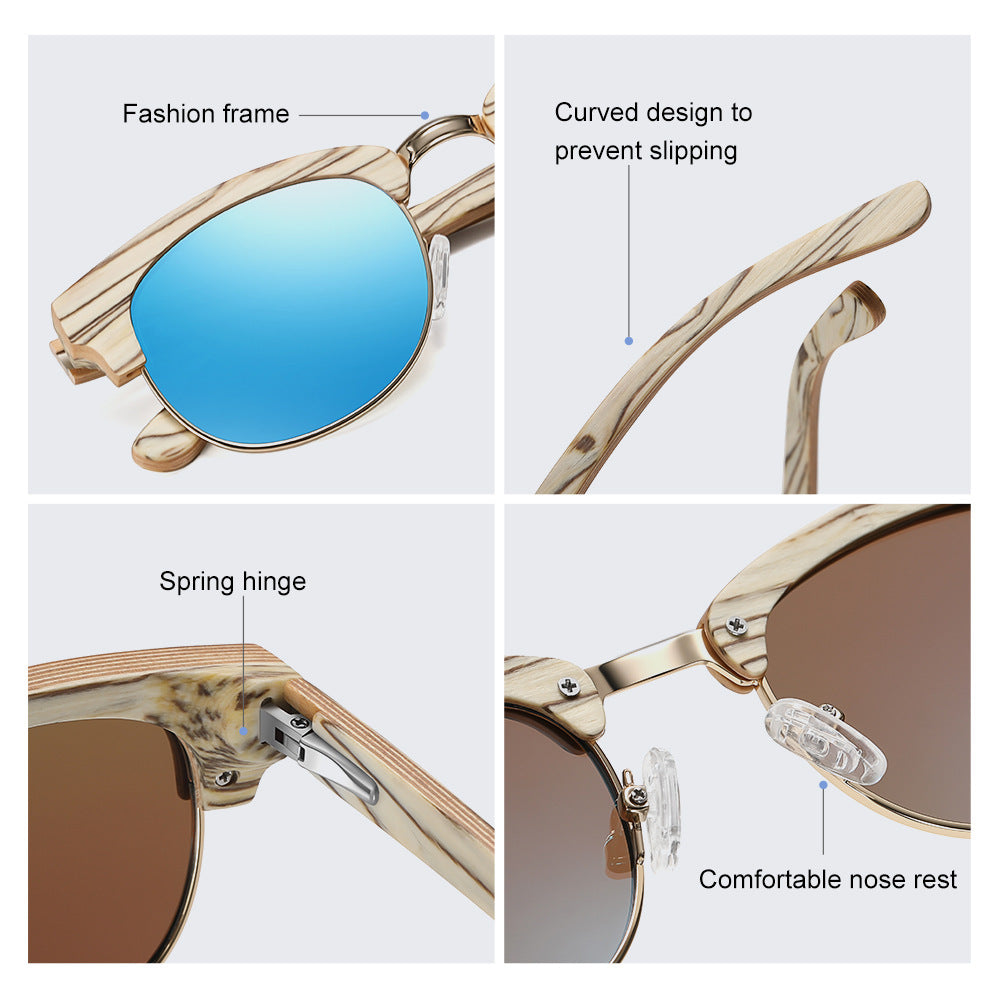 Semi-rimless Fashion Men's And Women's Polarized Sunglasses UV400