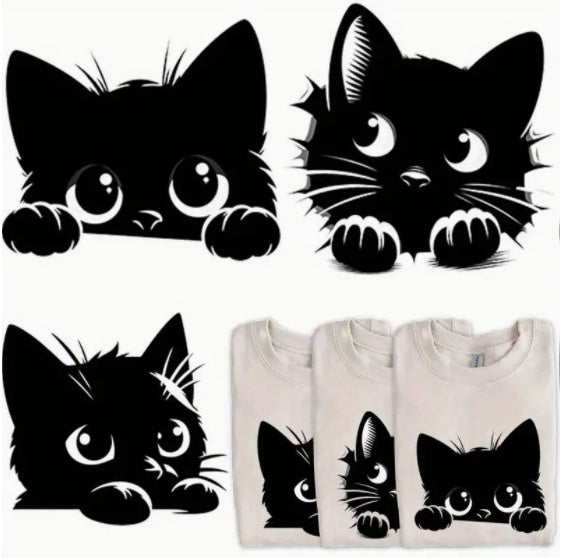 Little Black Cat Peeks At Heat Transfer Printing