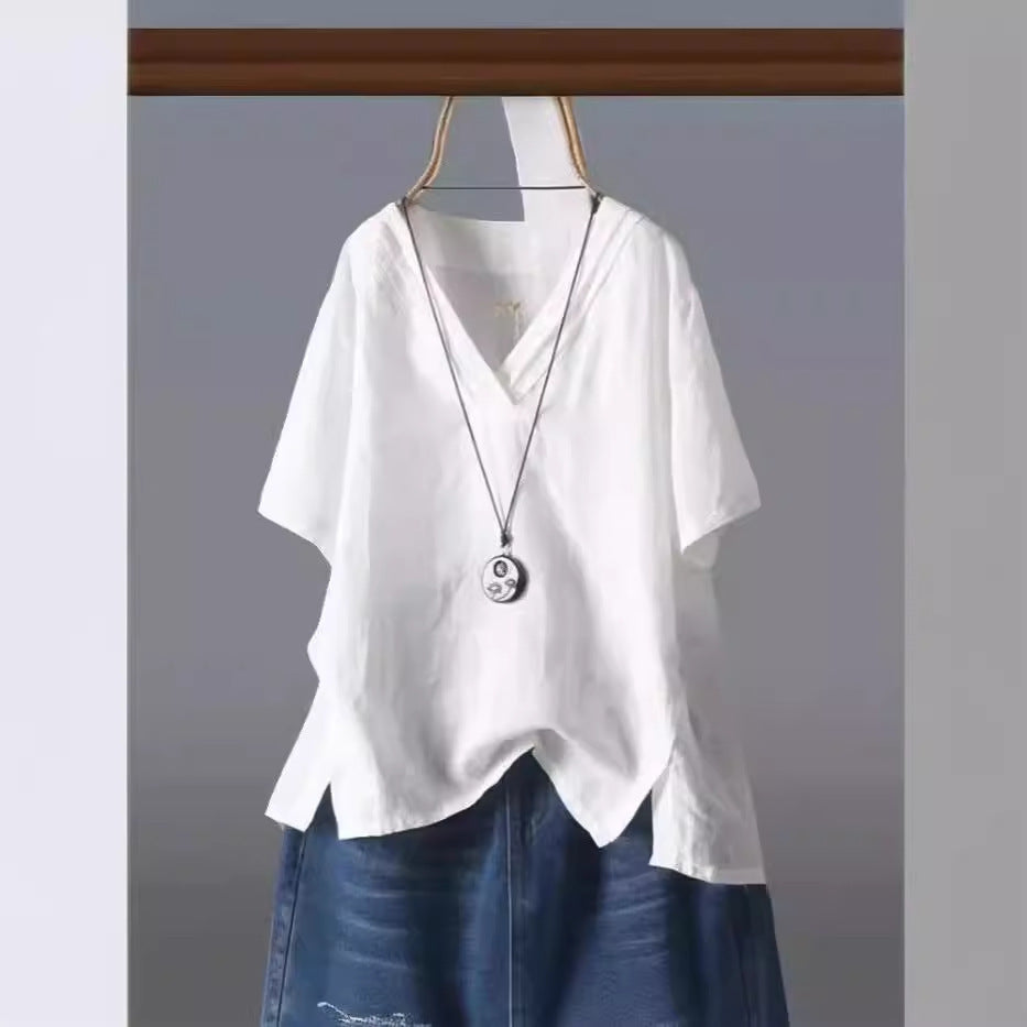 Loose Plus Size Embroidered Summer Short Sleeve